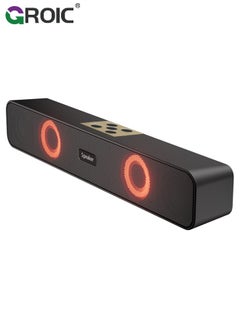 اشتري Computer Speakers Desktop Soundbar HiFi Stereo Audio RGB Mini Sound Bar External Speaker with Bluetooth AUX-in Wired USB Powered Volume Control for PC Laptop Tablets Monitor في السعودية