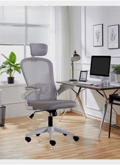 اشتري Home Office Desk Chair with Adjustable Headrest & Lumbar Support Comfortable Computer Task Chairs Study Task Chair Flip-up Arms Mesh Office Chair Task Executive Chair with Wheel في السعودية