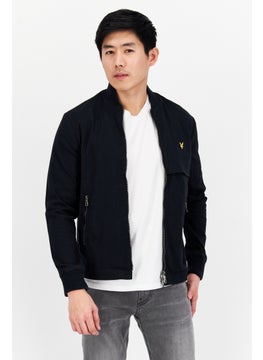 Buy Men Brand Logo Bomber Jacket, Navy in UAE