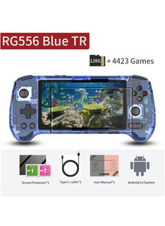 Buy RG556 Handheld Game Console Unisoc T820 Android 13 5.48 inch AMOLED Screen 5500mAh WIFI Bluetooth Retro Video Players (Blue 128G) in Saudi Arabia