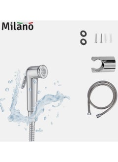 Buy Milano Deluxe Plus Acrylic Chrome Shattaf Set with 120cm Flexible Hose, Brass Mechanism, and Sprayer Holder – Luxury Bathroom Hygiene Solution in UAE