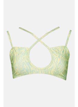 اشتري Women Allover Print Non Padded Bikini Top, Lime Green Combo في الامارات