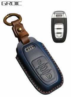 اشتري Car Key Cover for Audi Handmade Genuine Leather Car Key Fob Cover  Smart Car Remote Holder Protector Shell Fit for Audi Keyless Entry Shell Accessories with Key Ring في السعودية