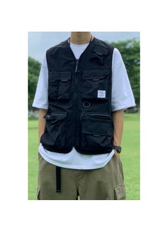 اشتري Japanese Style National Fashion Functional Pocket Korean Style Fashionable Shin Handsome Waistshoulder Fashion Brand Fried Street Vest Vest Vest Workwear Jacket MensBlack Black في السعودية