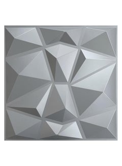 اشتري لوحات الحائط ثلاثية الأبعاد بتصميم الماس من PVC - 12 قطعة، ألواح جدران ثلاثية الأبعاد بقياس 50x50 سم، بتأثير نصف فضي لتغطية وتزيين الحائط. في الامارات