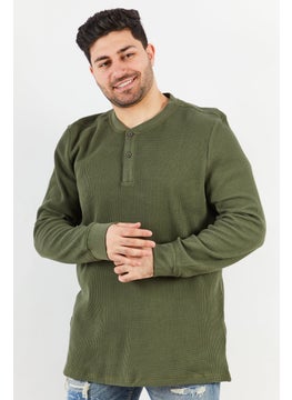 Buy Men Textured Long Sleeve Sweatshirts, Forest Green in Saudi Arabia