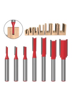 Buy 7 Pieces Shank Straight Router Bit Set, 1/4-Inch Shank Straight Router Bit Set Double Flute Woodworking Milling Trimming Cutter Tools in UAE