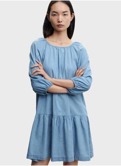 Buy Puff Sleeve Tiered Hem Dress in UAE