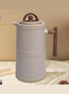 Buy Thermos For Tea And Coffee Light Brown/Dark Wooden 1Liter in Saudi Arabia