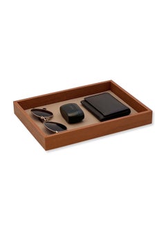 Buy Leather Desk Organizer And Multipurpose Storage Tray (Chestnut Brown) in UAE