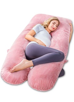 Buy Pregnancy Pillow, Full Body Pillow with Reversible Velvet Cover, U Shaped Maternity Pillow  for Pregnant Women and Sleeping Support(Pink) in Saudi Arabia