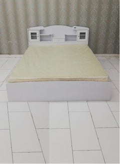 Buy Modern Wooden Bed Queen Size 150x190Cm Color White in UAE