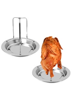 Buy Chicken Roaster Rack,2 Pack Stainless Steel Chicken Holder Vertical Roaster Rack Chicken Roasting Rack Roasting Pan for Grill Oven BBQ in UAE