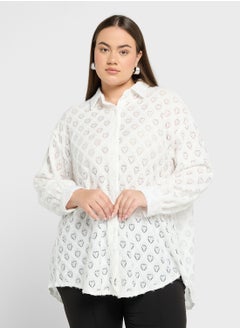 اشتري Self Textured Button Down Top في الامارات