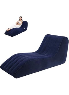 Buy Flocked Inflatable Lounge Chair with S-Shaped Design -Blue in UAE