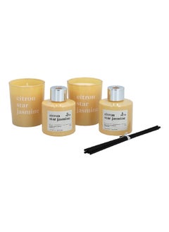 Buy 4-Piece Home Fragrance Collection Citron Star Jasmine Scented Candle and Diffuser Set 50 ml J010430148-C in Saudi Arabia