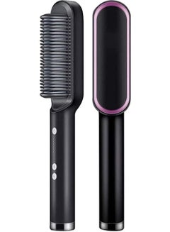 اشتري Hot Hair Straightener Comb Matte Purple Black Color, Ceramic Ring Heated Electric Styling Hair Straighteners, Professional 20s Fast Heating & 5 Temp Settings & Anti-Scald في الامارات