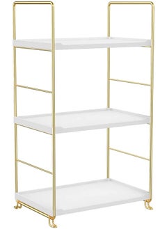 Buy Bathroom Countertop Organizer  Vanity Tray Makeup Storage Holder Standing Shelf Freestanding Stackable Kitchen Spice Rack Easy To Assemble Plastic/Metal Gold (Gold 3Tier) in Saudi Arabia