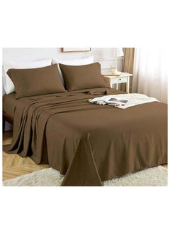 Buy HOTEL COLLECTION Coffee Brown Super King Flat Sheet with 2bPillow Cases 260x280 cm in UAE