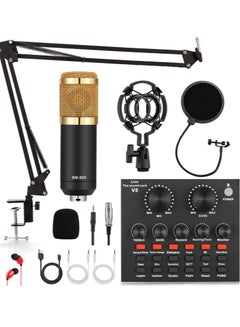 Buy Condenser Microphone Adjustable  Mic Kit with Live Sound Card Suspension Scissor Arm in Saudi Arabia