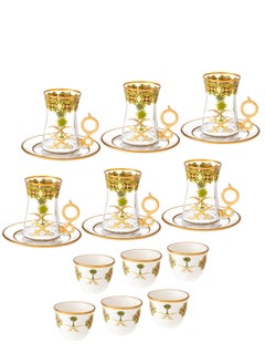 Buy 18 Piece Turkish Coffee And Tea Set Decor Seven And Palm Trees in Saudi Arabia