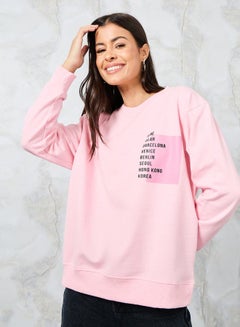 Buy Regular Fit Slogan Print Regular Length Sweatshirt in Saudi Arabia