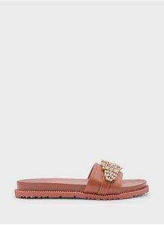 اشتري Embellished Trim  Flat Sandal في الامارات