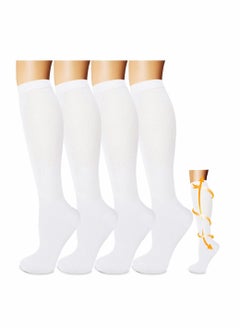 اشتري Compression Socks, 4 Pairs for Women and Men, 20-30 mmHg is Best for Athletic, Travel, Running, Fitness, Reduce Calf Pain Faster Recovery L/XL في الامارات