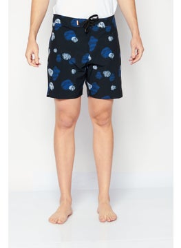 اشتري Men Regular Fit Drawstring Graphic Printed Board Shorts, Black/Navy في الامارات