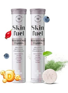 Buy Skin Fuel Collagen Builder, L-Glutathione, Hyaluronic Acid, Matcha Green Tea, Aloe Vera, Grape Seed, Vit E, Elasticity, Glow for Men and Women -30 Effervescent Tabs in UAE