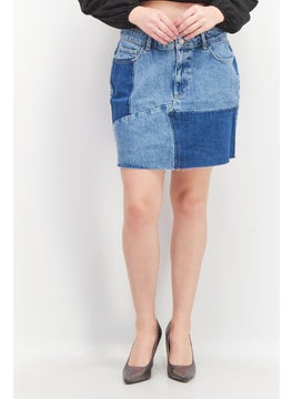 اشتري Women Washed Denim Mini Skirt, Blue في الامارات