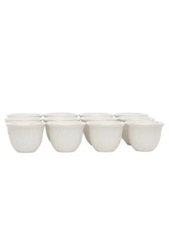 Buy Set of 12 pieces white porcelain coffee cups engraved with gold line in Saudi Arabia