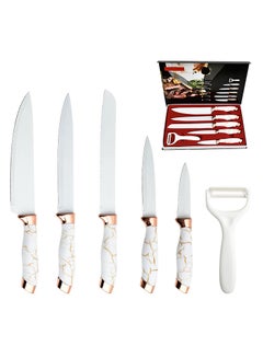 اشتري مجموعة سكاكين المطبخ المكونة من 6 قطع، مجموعة سكاكين حادة مصنوعة من الفولاذ المقاوم للصدأ المهني، سكين الشيف، سكين الخبز، مقشرة في الامارات