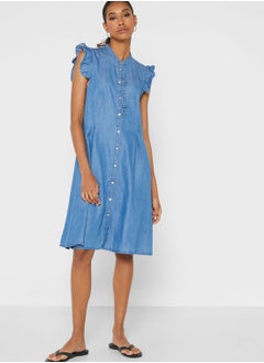 Buy Button Detail Pleated Dress in Saudi Arabia