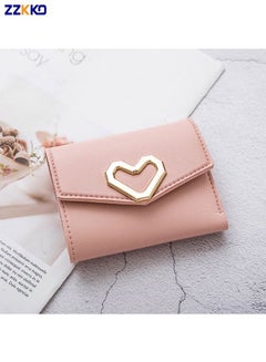 Buy Fashionable Short Female Heart Shaped Small And Exquisite Wallet, Simple Square Three Fold Wallet Can Be Used To Store Bank Cards, Credit Cards, And Banknotes in Saudi Arabia