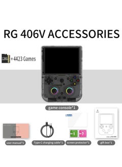 اشتري RG406V Handheld Game Console Unisoc T820 Android 13 4-inch IPS multi-touch screen 5500mAh 5G WIFI Bluetooth Retro Video Players (Black Transparent 128G) في الامارات