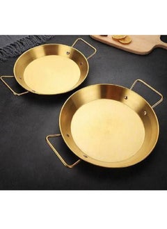 Buy Golden stainless steel frying pan with handles, suitable for direct use on the fire - size 24 in Egypt