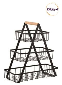 Buy LUKSYOL Kitchen Storage Solution: 3-Tier Countertop Fruit Basket & Vegetable Rack, Bread Display Stand - Stylish gold Design for Organizing Your Space- Set of 1 in UAE