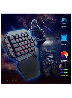 اشتري One-Handed RGB Mechanical Keyboard, Ergonomic Half Gaming Keyboard 35 Keys with Rainbow Backlit Wired Keypad Mini USB Single Hand Game Controller, Wrist Rest Support في السعودية