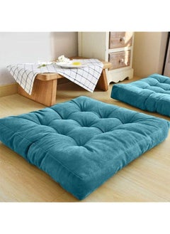 Buy Square Soft Velvet Decorative Cushion Attractive Colors - Turquoise in Saudi Arabia