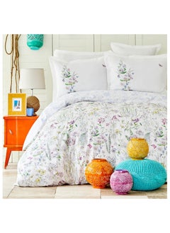 Buy Elizia Lilac 100% Cotton King Duvet Cover 200x220 & Pillowcase Set in UAE