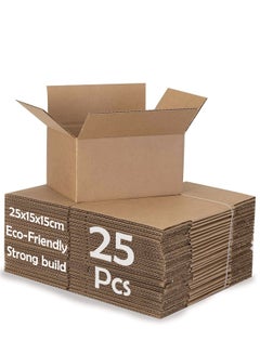 اشتري [25 Pack] Brown Carton 25x15x15 cm Moving Boxes Cardboard Boxes Large Shipping Box Double Wall Shipping Box Mailing Boxes Recyclable Corrugated Cardboard Shipping Box for Packaging Storage Box في الامارات