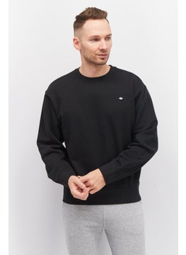 Buy Men Sportswear Fit Long Sleeve Embroidered Logo Sweatshirt, Black in Saudi Arabia