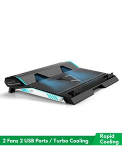 اشتري Laptop Cooler with 2 USB Ports 2 Cooling Fan Base Notebook Stand 15.6-17.3 Inch Rapid Heat Dissipation في الامارات