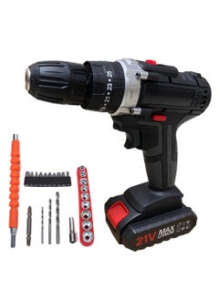 Buy 21V Multifunctional Electric Impact Cordless Drill High-power Lithium Battery Wireless Rechargeable Hand Drills Home DIY Electric Power Tools in Saudi Arabia