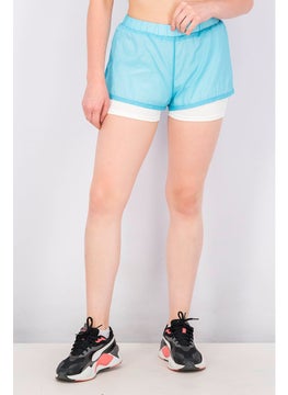 اشتري Women Sports Fit Plain Pull On Short, Aqua في السعودية