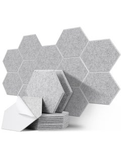 Buy 12 Pcs Hexagon Acoustic Panels,Self-adhesive High Density Sound Absorbing Panels, 12" X 10" X 0.4" Professional Level Sound Dampening Panels for Studio Home, Office (Grey) in UAE