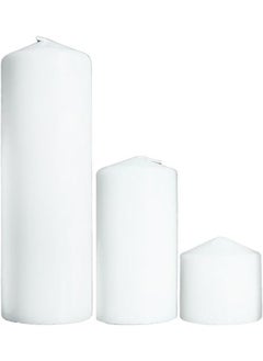 Buy Unscented Pillar/Block Candles for Weddings, Home Decoration, Restaurants | Jumbo Size Pillar Candle | Premium Wax Long Burning Dinner Candles (Set of 3) in UAE