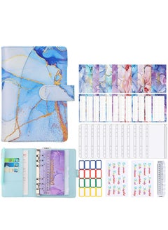 Buy Budget Binder with Zipper Envelopes, Cash Envelopes for Budgeting, A6 PU Leather Budget Binder Planner with 12 Pcs Clear Zipper Envelopes, 12 Pcs Budget Sheets for Budgeting, Saving Money(Azure) in UAE