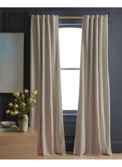 Buy Velvet Curtains Soft Fabric 1Piece Off White-140x280 in Egypt